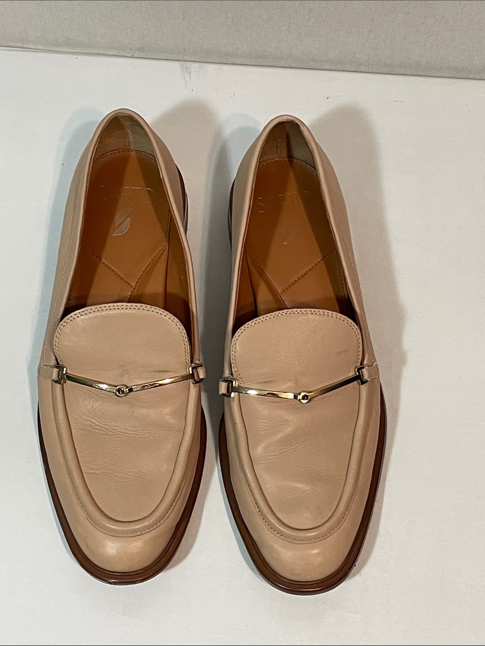 Franco Sarto Cream Leather Bit Loafers